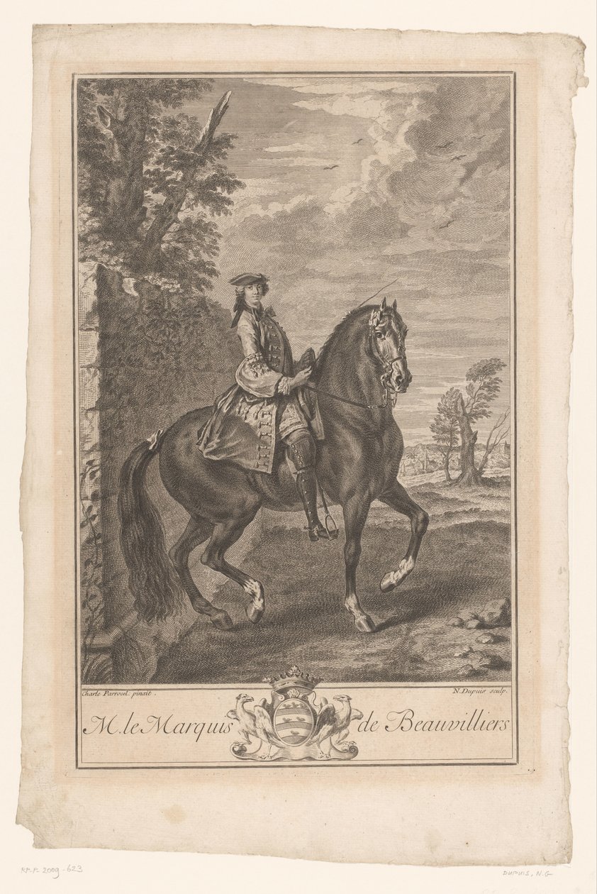 Equestrian Portrait of Paul de Beauvilliers (M. le Marquis de Beauvilliers) by Nicolas Gabriel Dupuis