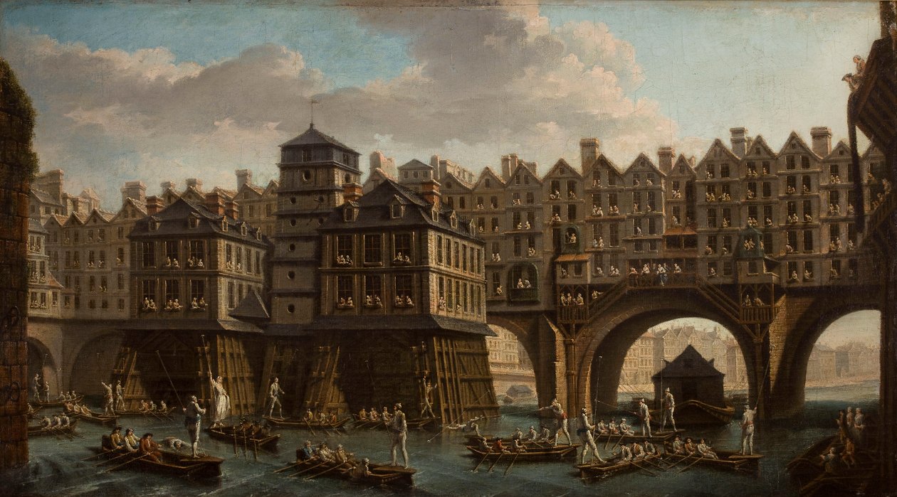 Sailors Jousting, Between the Pont Notre Dame and the Pont-Au-Change, Paris, 1756 by Nicolas Jean Baptiste Raguenet