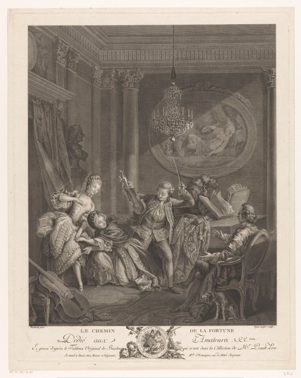 A Violinist and Two Young Women in an Interior, a Seated Man Watches by Nicolas Joseph Voyez