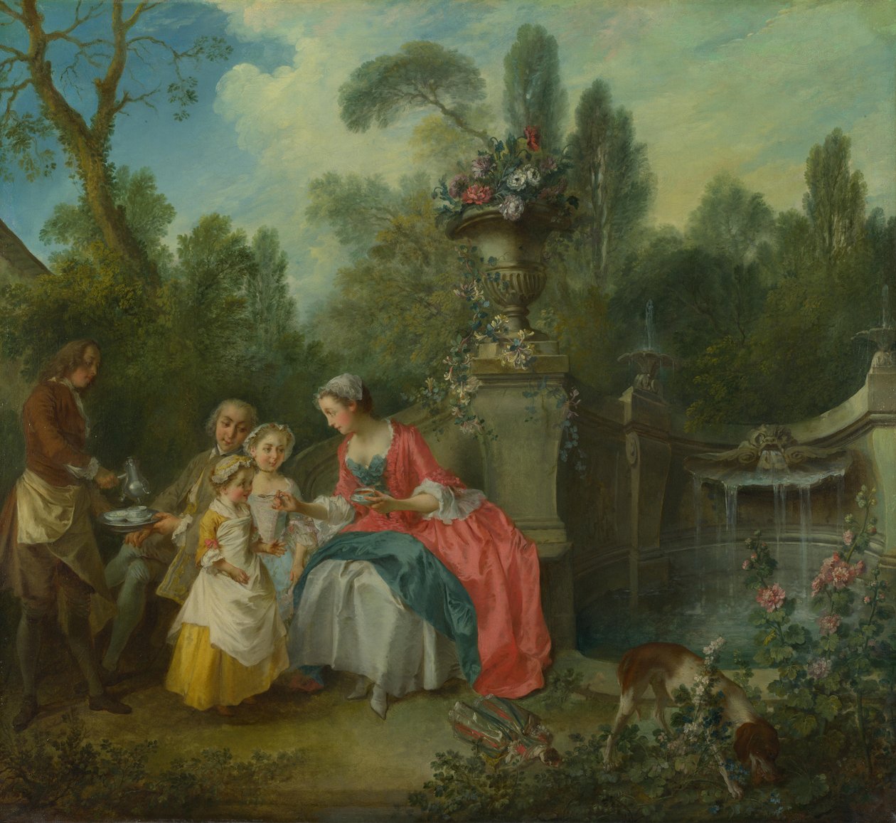 A Lady in a Garden Taking Coffee with Some Children by Nicolas Lancret