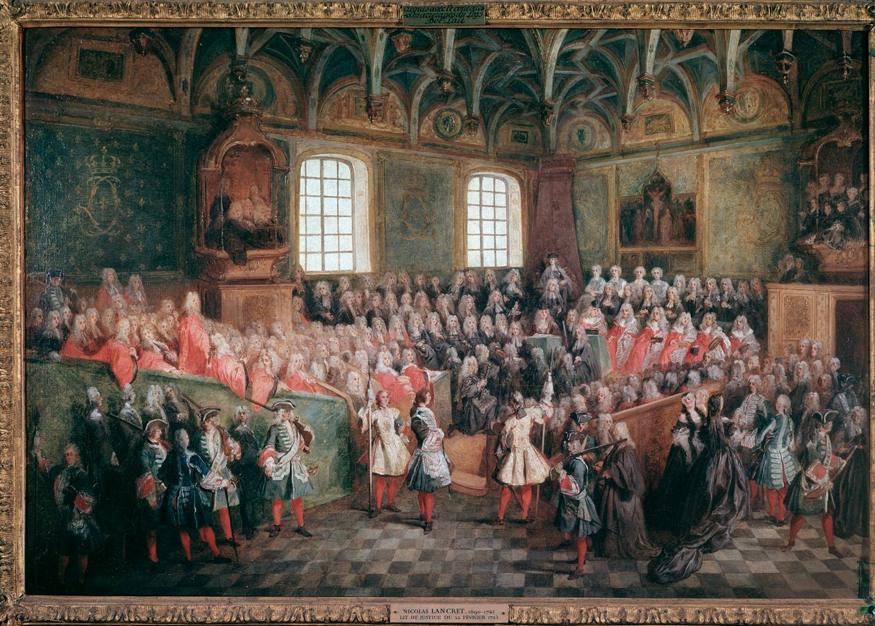 Bed of Justice held by the majority of King Louis XV in the Grand Chamber of the Parliament of Paris on February 22 by Nicolas Lancret