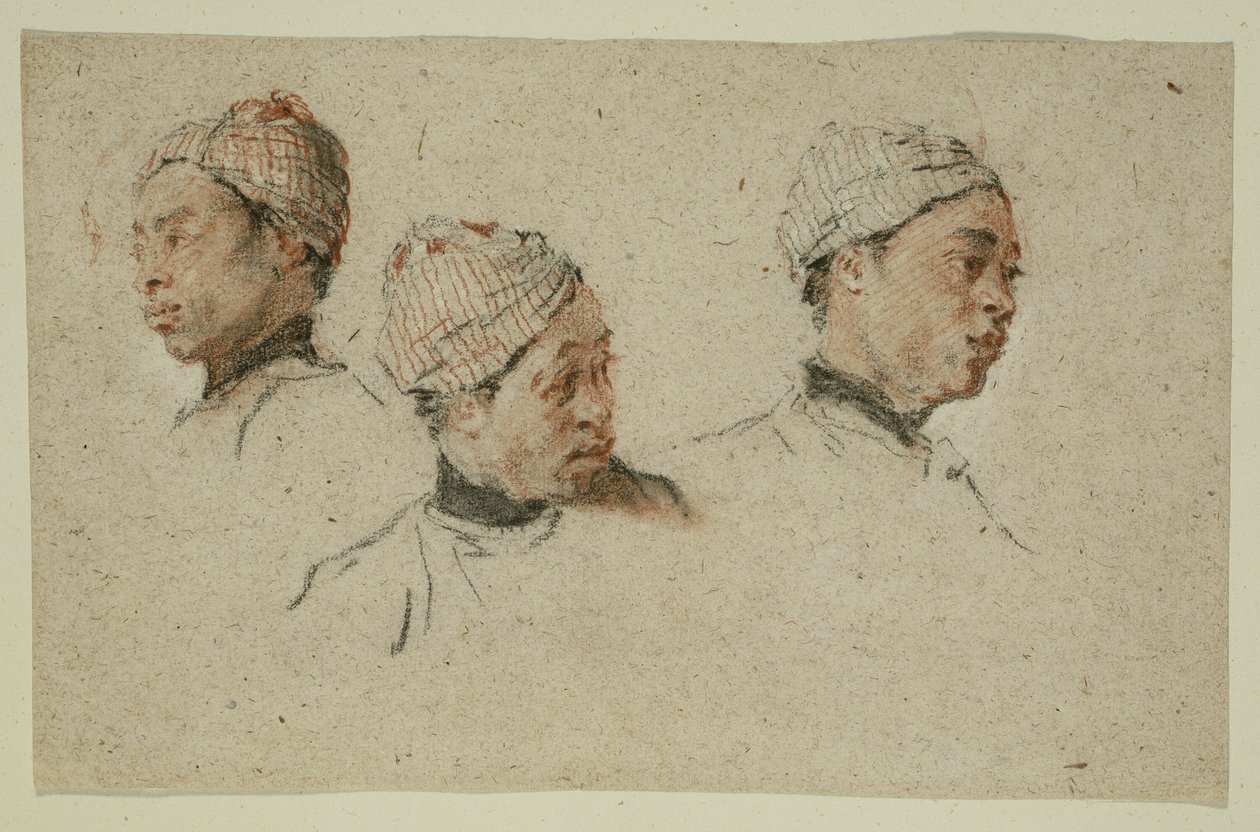 Three Studies of the Head of a Turbaned Black Man by Nicolas Lancret