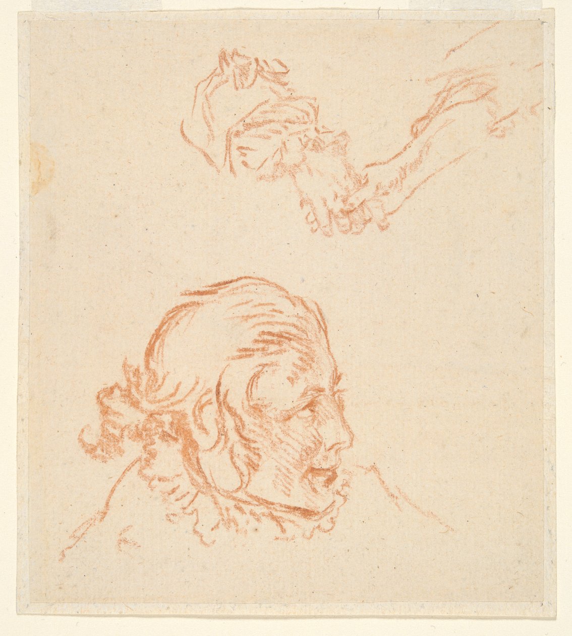 Two Studies: Portrait of an Actor and Study of Hands by Nicolas Lancret