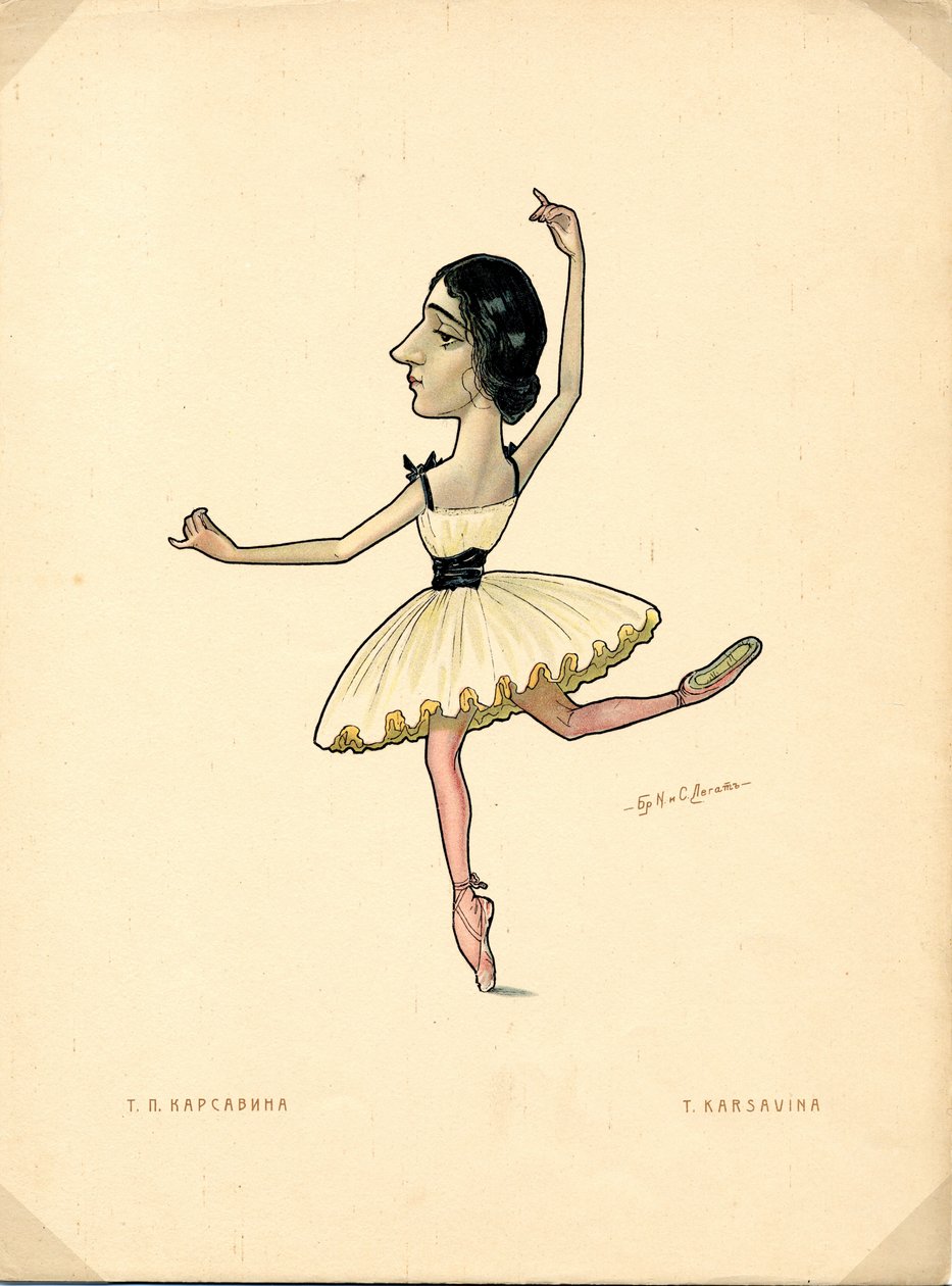 Portrait of Tamara Karsavina (1885-1978) Russian Ballerina (Lithograph by Nikolai Gustavovich Legat) by Nicolas Legat