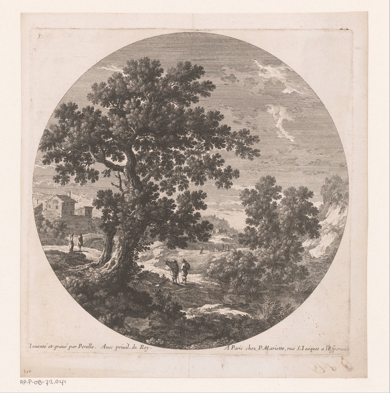 Landscape with Tree and Walkers by Nicolas Perelle