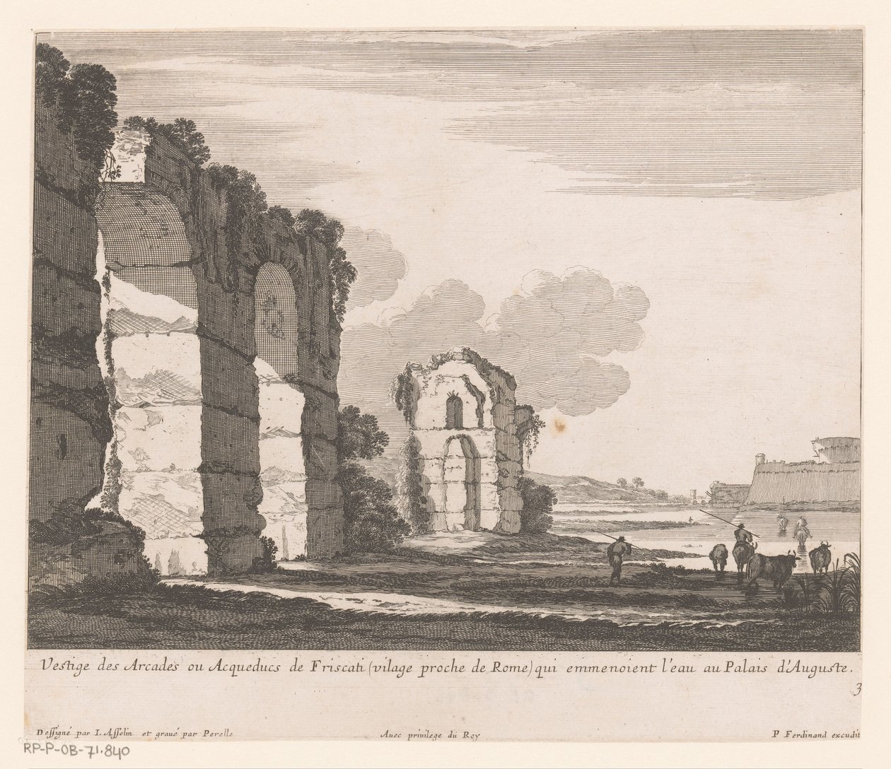 Landscape with Ruins and Cowherds by Nicolas Perelle