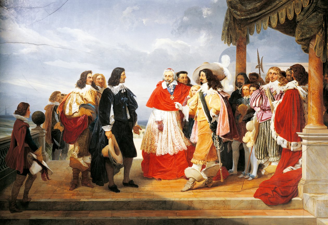 Cardinal Richelieu presenting Poussin to Louis XIII in 1640 (detail) by Jean Alaux by Nicolas Poussin