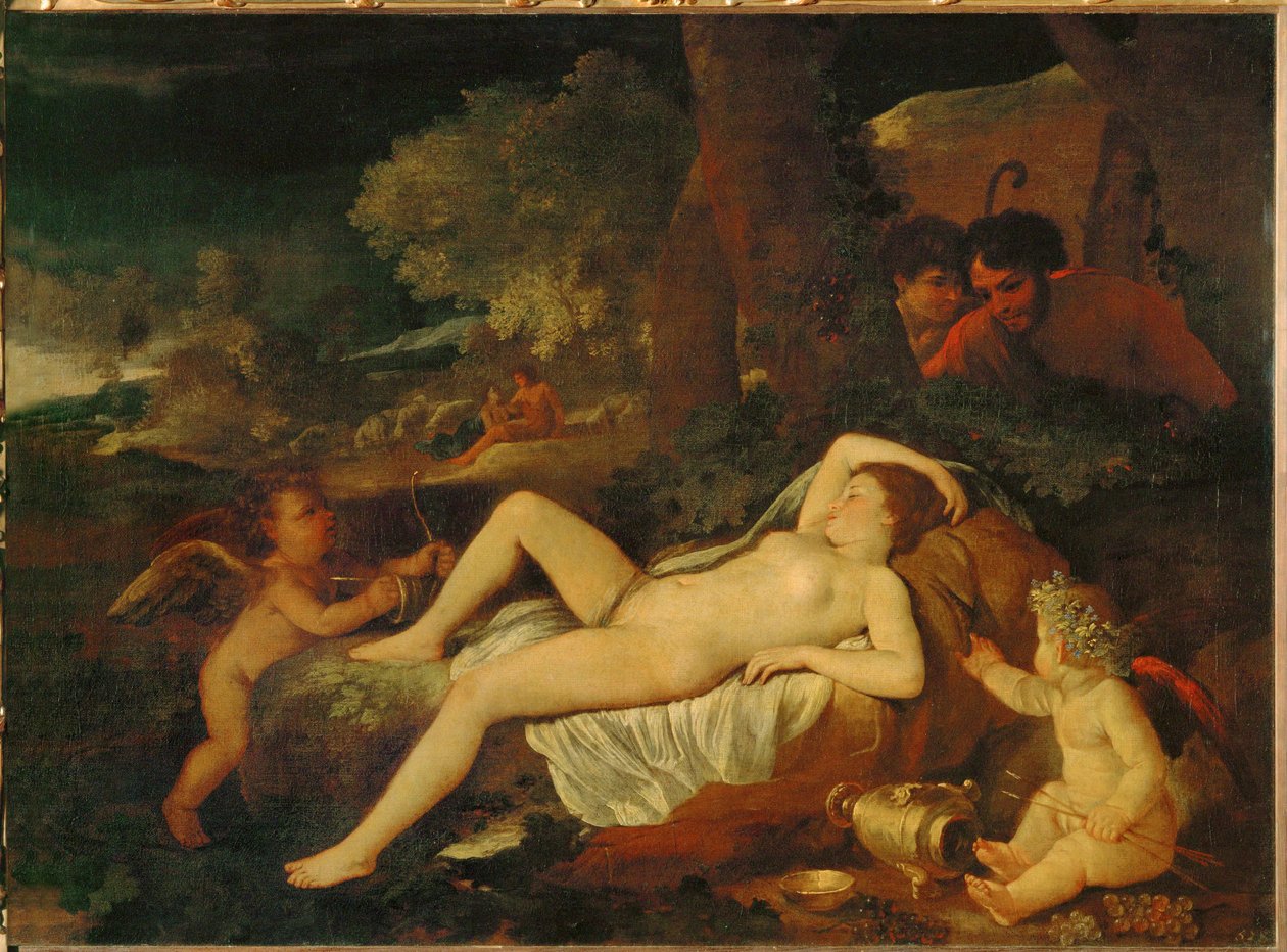 Reclining Venus and Amor by Nicolas Poussin
