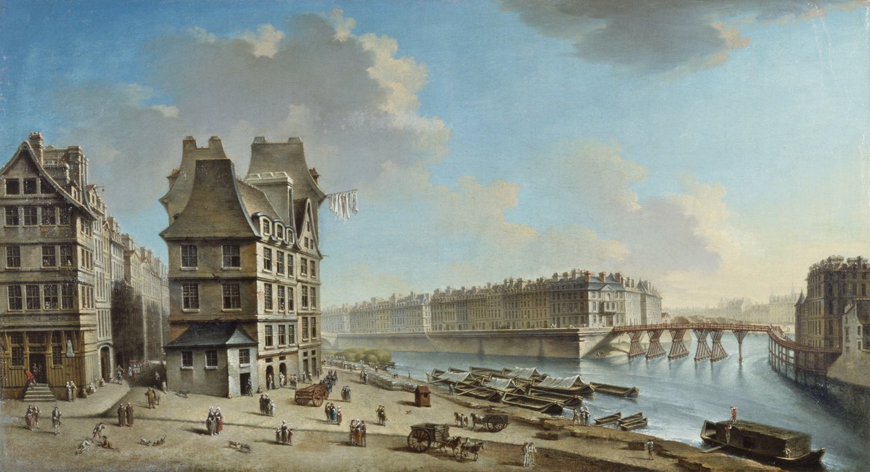 La Grève, the Île Saint-Louis and the Pont Rouge, View from the Place de la Grève, circa 1754 by Nicolas Raguenet