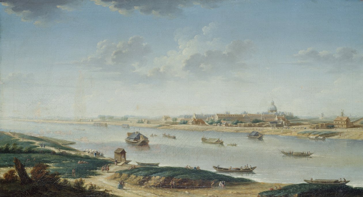 La Salpêtrière, view from La Rapée, circa 1752 by Nicolas Raguenet