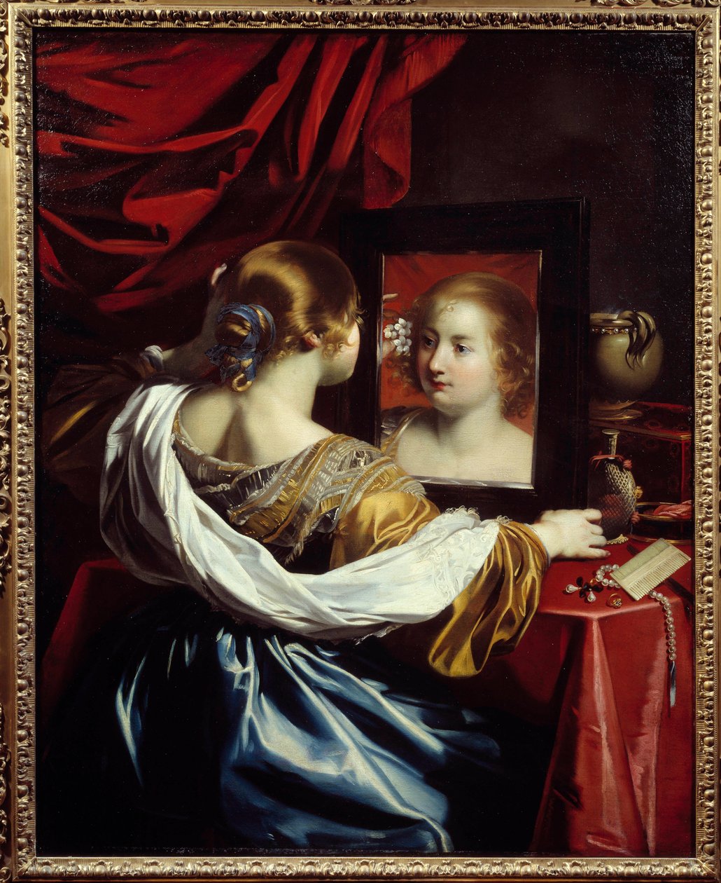 Young woman at her toilet by Nicolas Regnier