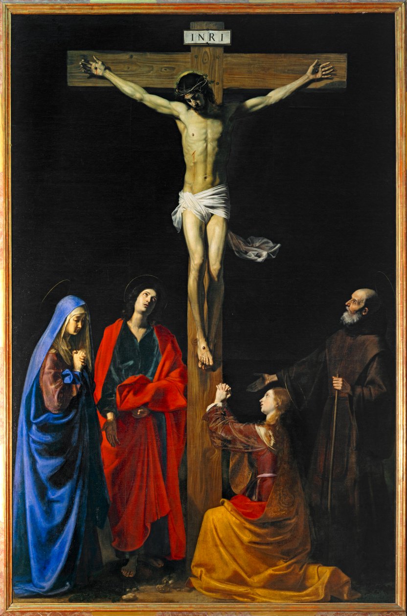 Christ on the Cross, Virgin Mary, Saints Mary Magdalene by Nicolas Tournier