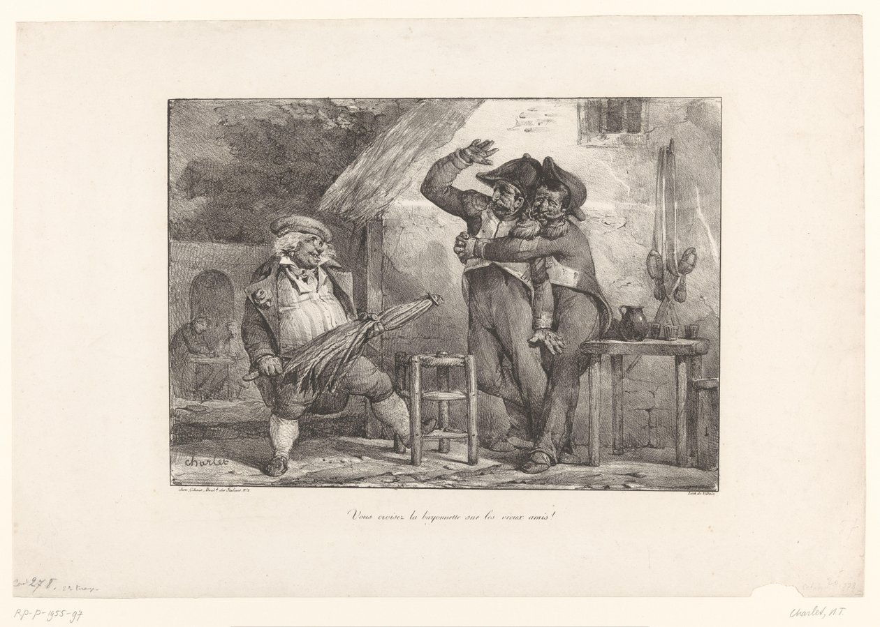 Citizen teasing two drunk soldiers in a tavern by Nicolas Toussaint Charlet