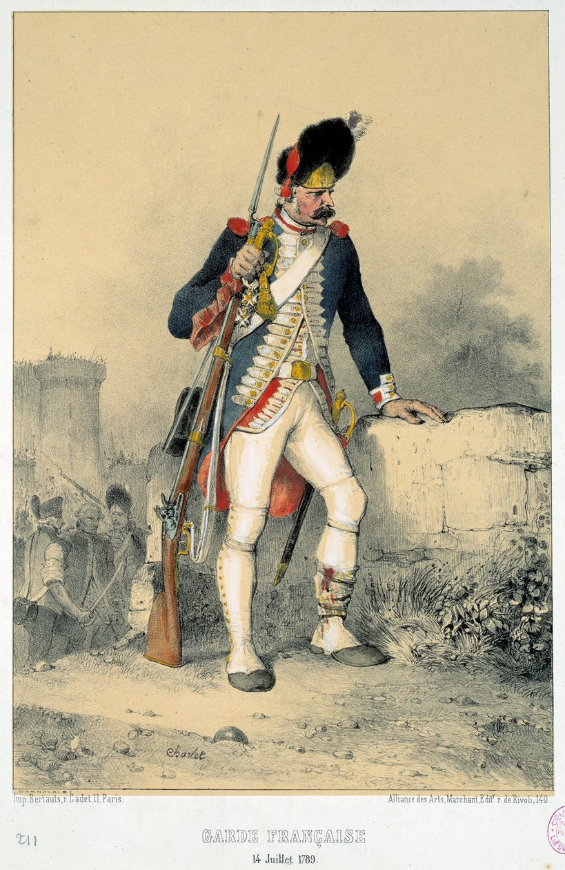 Member of the French guard (14 July 1789). Engraving by Nicolas Toussaint Charlet by Nicolas Toussaint Charlet