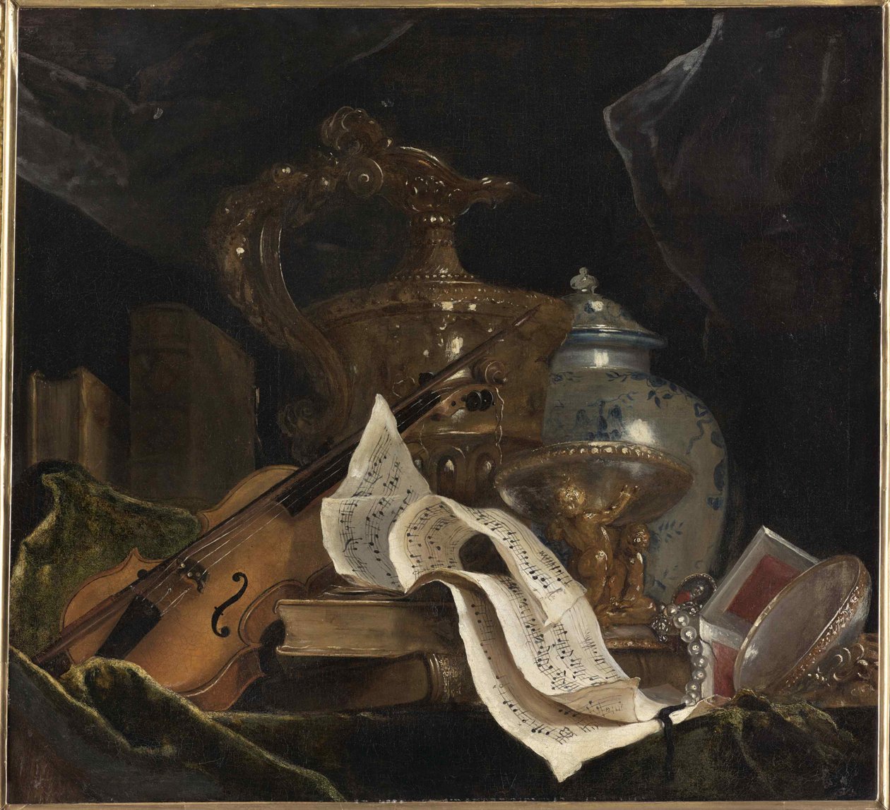 Still life with musical instrument by Nicolas de Largillière