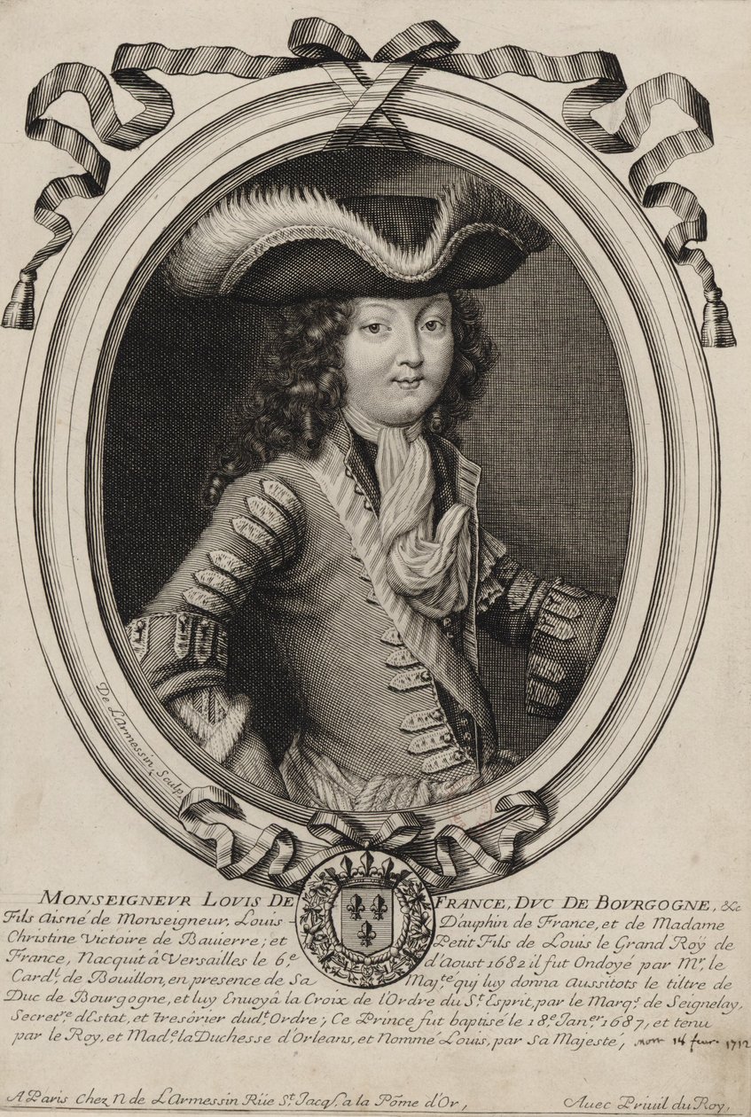Engraved Portrait of Louis, Duke of Burgundy (1682-1712) by Nicolas de Larmessin
