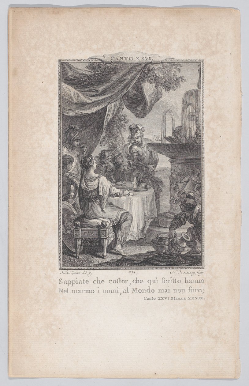 Canto 26, Stanza 39, from Orlando Furioso, 1774 by Nicolas de Launay