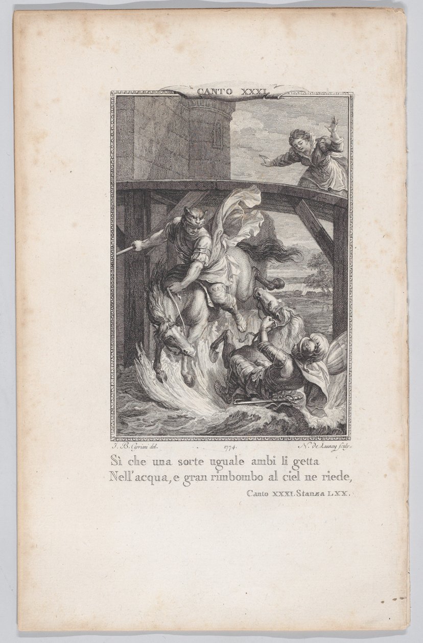Canto 31, Stanza 70, from Orlando Furioso by Nicolas de Launay