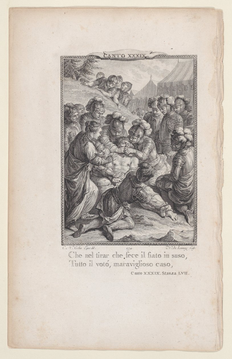 Canto 39, Stanza 57, from Orlando Furioso, 1774 by Nicolas de Launay