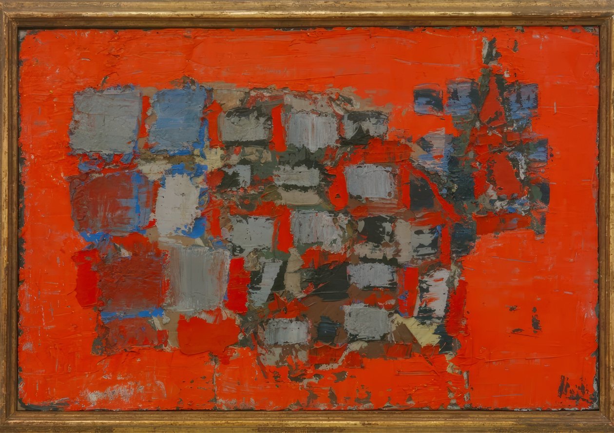 Composition on Red Background by Nicolas de Staël