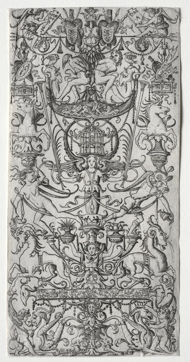 Ornament Panel with a Bird Cage by Nicoletto da Modena