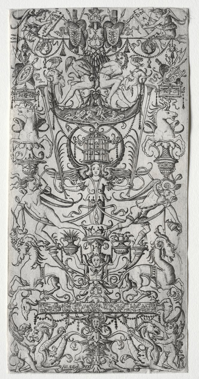 Ornament Panel with a Bird Cage by Nicoletto da Modena