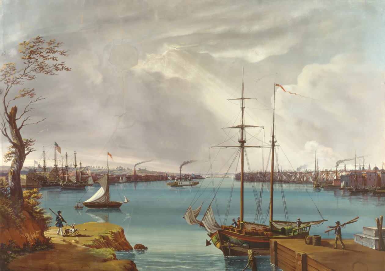 View of New York, Brooklyn and the Navy Yard Taken from the Heights Near Williamsburg by Nicolino Calyo