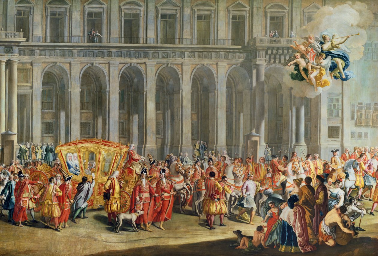 The Departure of Alois Thomas von Harrach, Viceroy of Naples from the Palazzo Reale di Capodimonte by Nicolo Maria Russo or Rossi