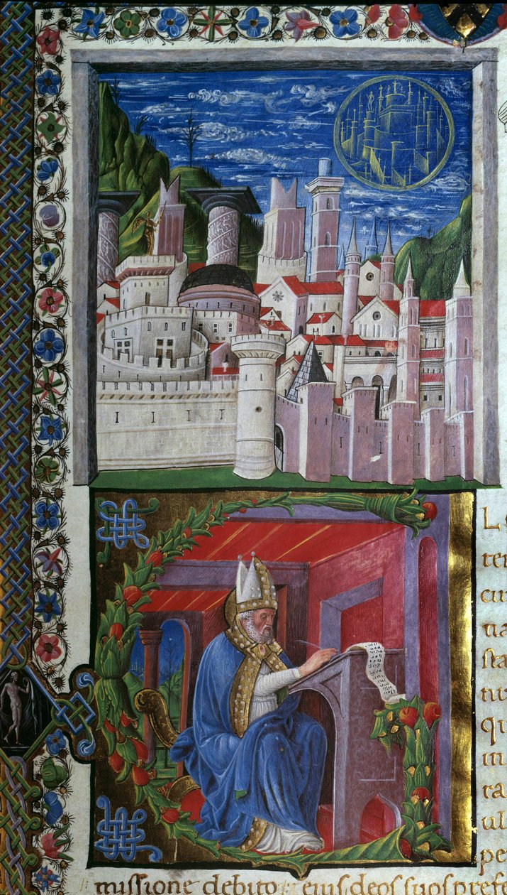 Saint Augustine Writing. Miniature by Nicolo Polani Taken from 