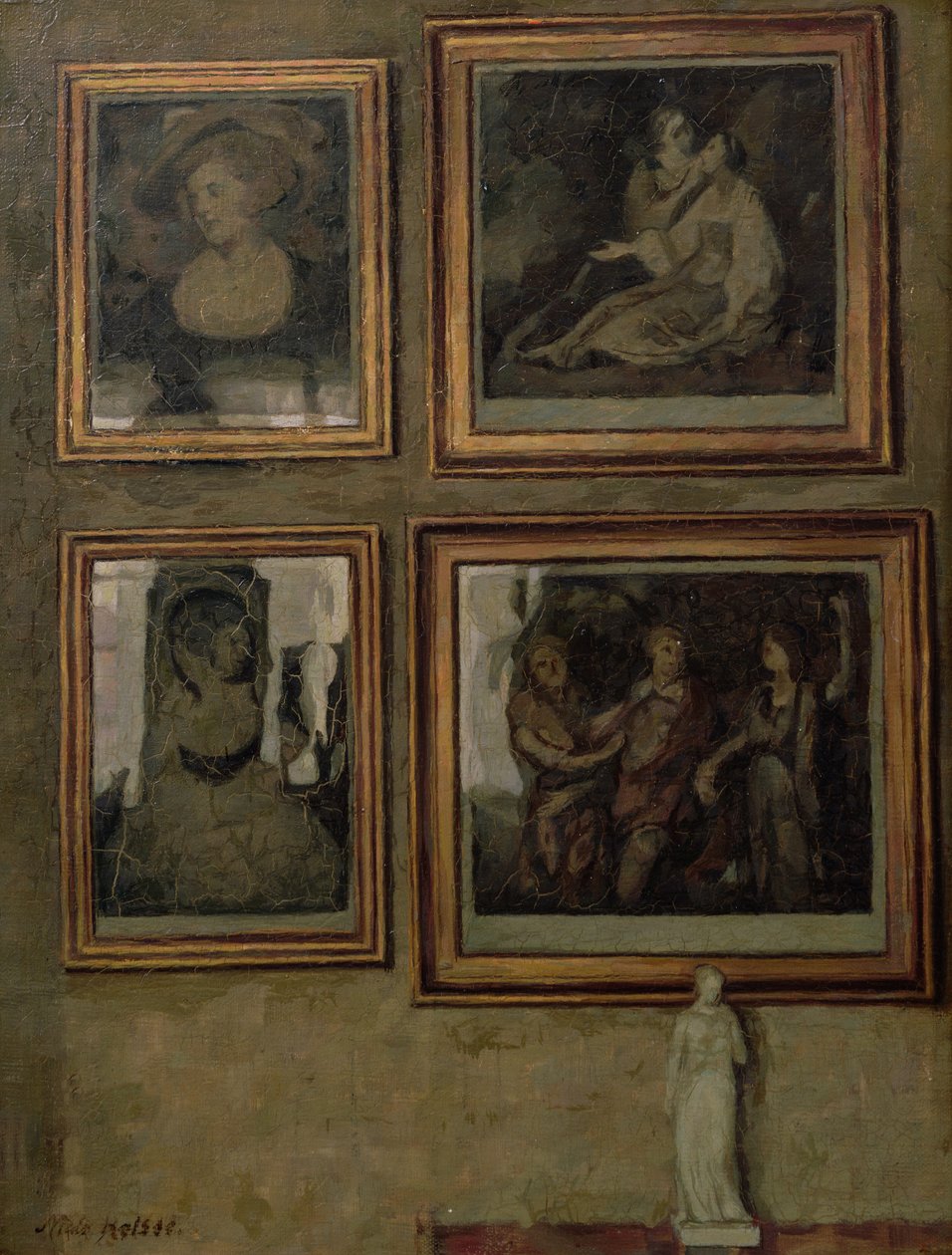 Interior with Paintings and a Figurine by Niels Holsoe