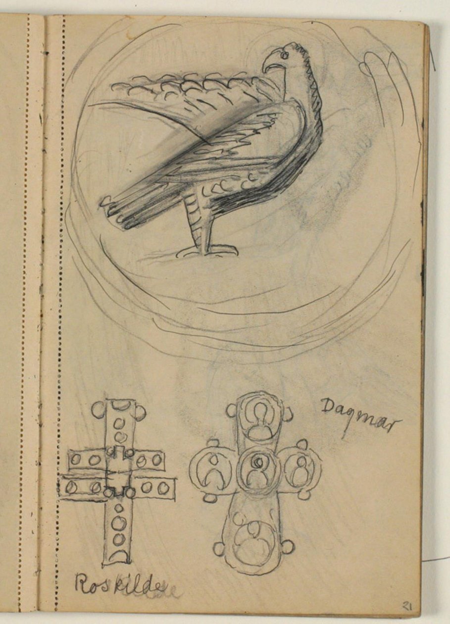 Study of Bird and Two Crosses, Probably after a Template by Niels Larsen Stevns