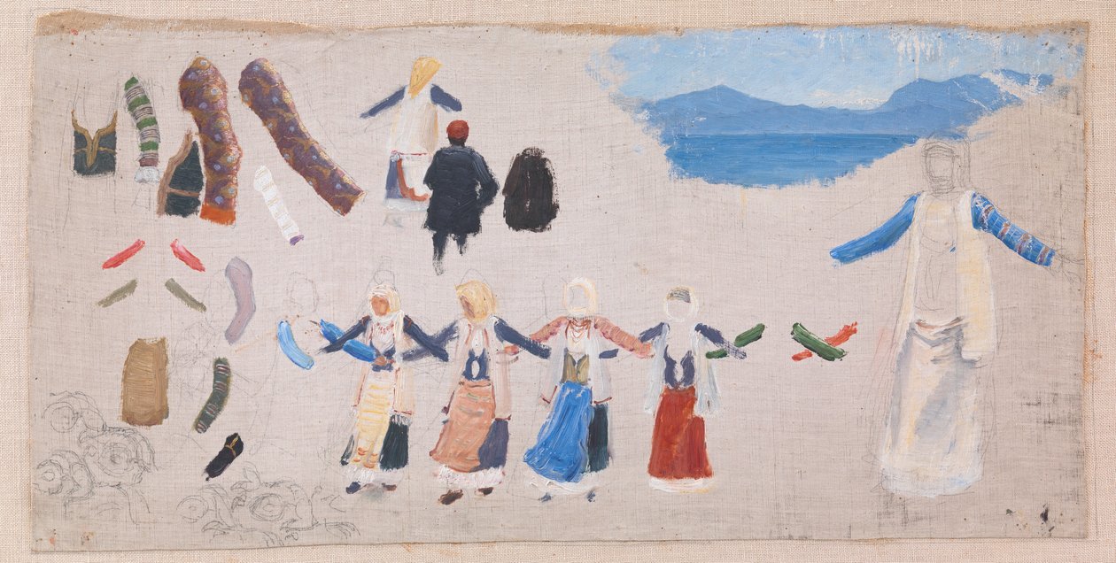 Dancing Women, Costume Details, and a Landscape by Niels Skovgaard