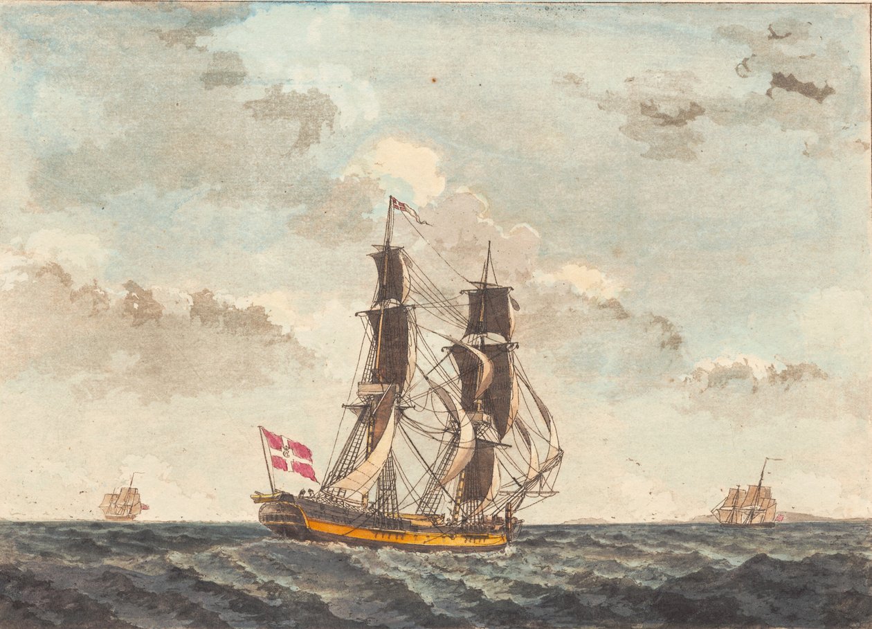 A Danish Brig Sailing Almost Before the Wind by Niels Truslew