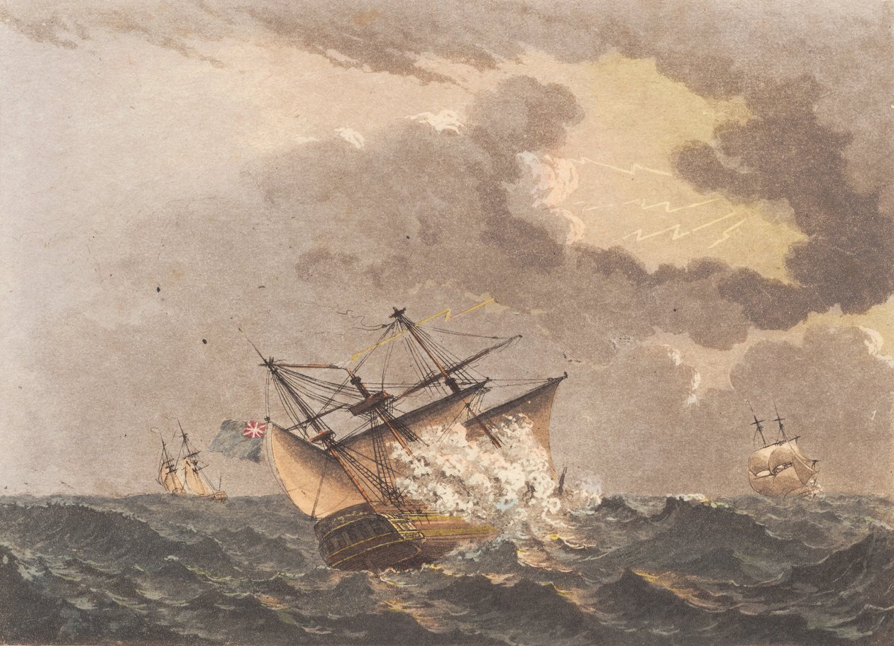 An English Ship Struck by Lightning by Niels Truslew