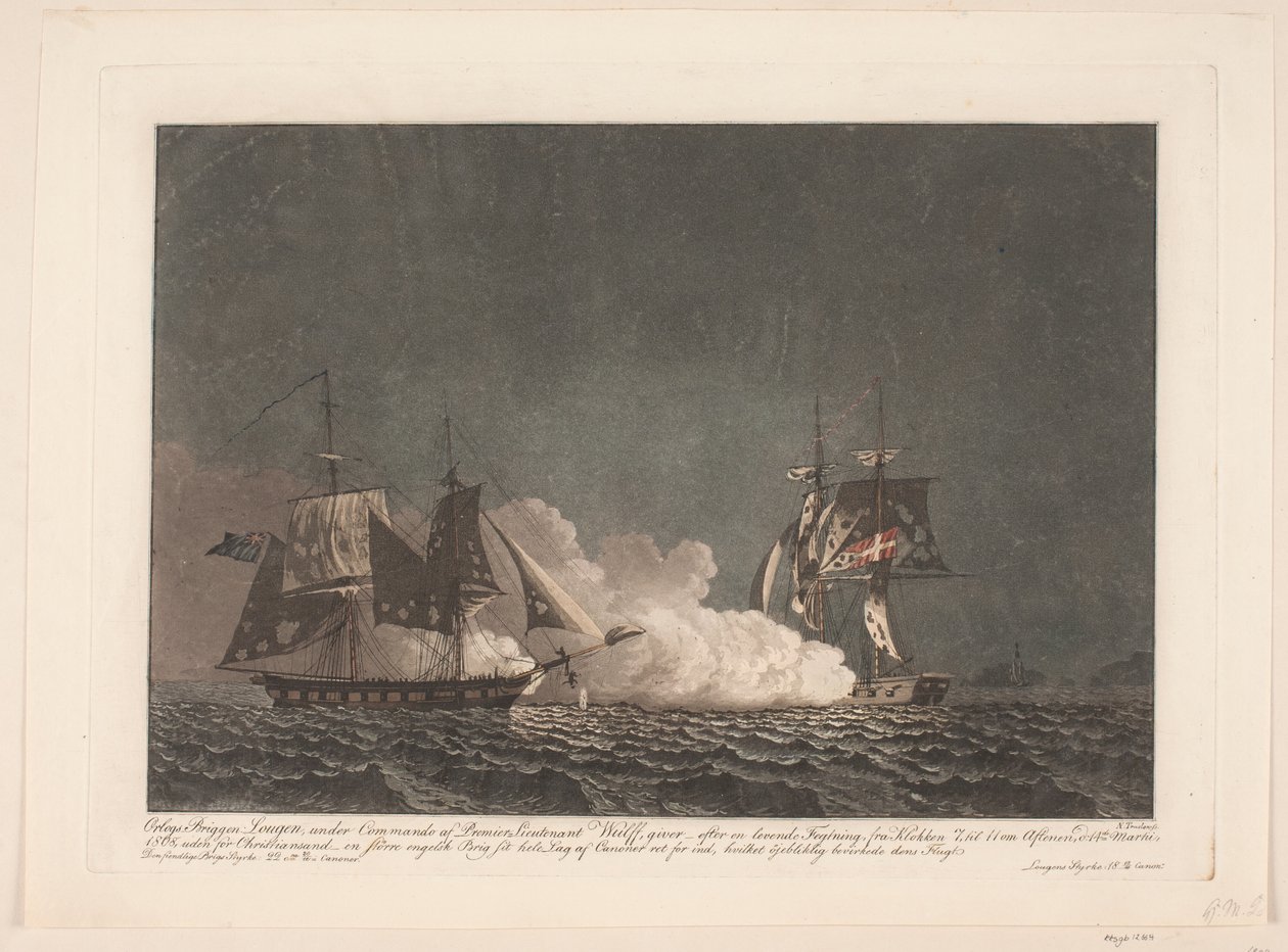 The Battle between the Brig Lougen and an English Brig, March 14, 1808 by Niels Truslew