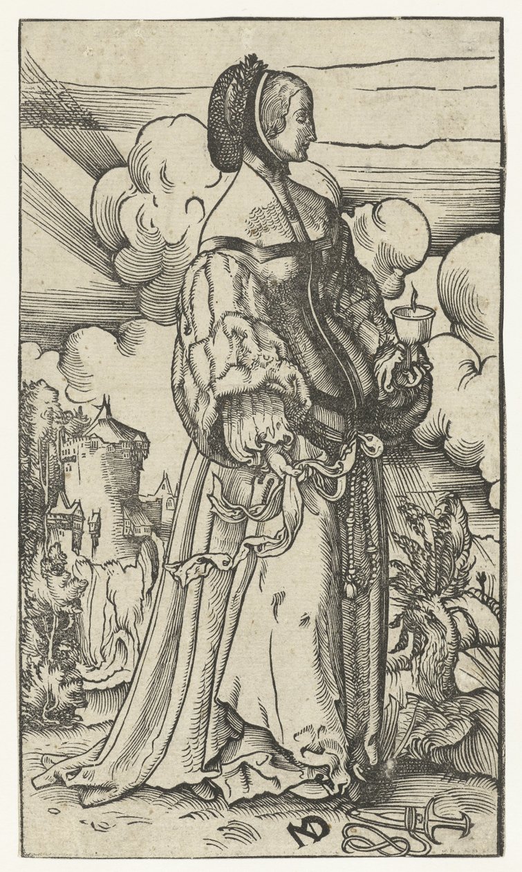 Wise Virgin with Burning Oil Lamp in Landscape (Five Wise and Five Foolish Virgins) by Niklaus Manuel Deutsch