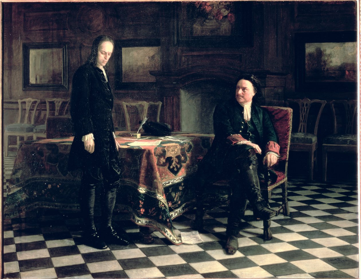 Peter the Great Interrogates Tsarevich Alexei Petrovich at Peterhof by Nikolai Nikolaevich Ge