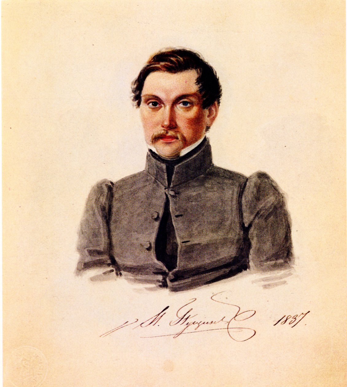 Portrait of Decembrist Ivan Pushchin 1798-1859, 1837 by Nikolai Alexandrovich Bestuzhev