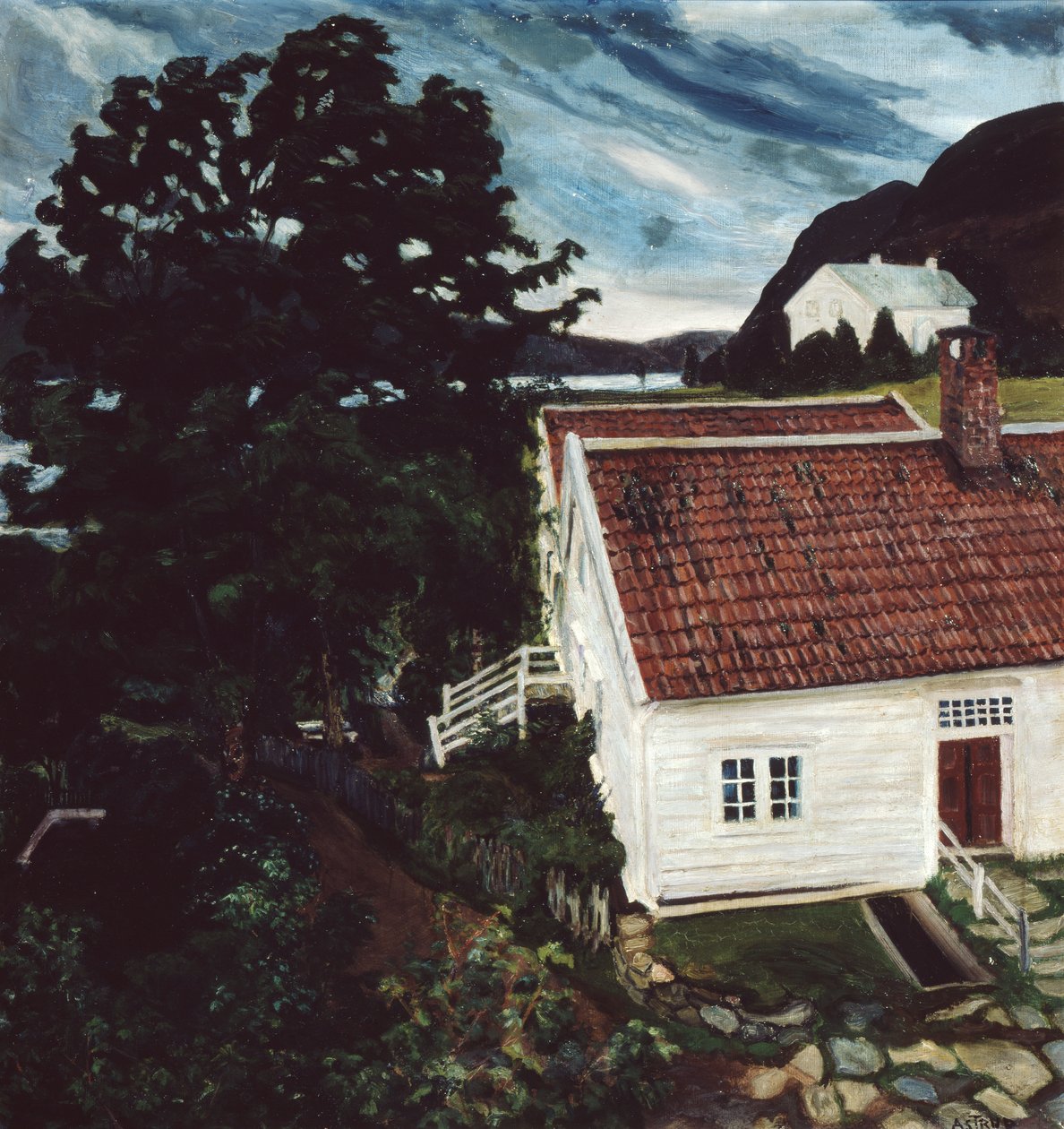 Jolster, new and old vicarage by Nikolai Astrup