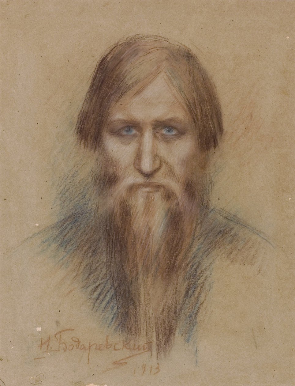 Portrait of the Russian mystic Grigory Rasputin 1869-1916 by Nikolai Kornilovich Bodarevsky