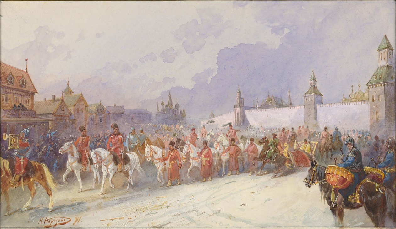 Entry of the captured family of Kuchum Khan into Moscow, 1599, 1891 by Nikolai Nikolayevich Karasin