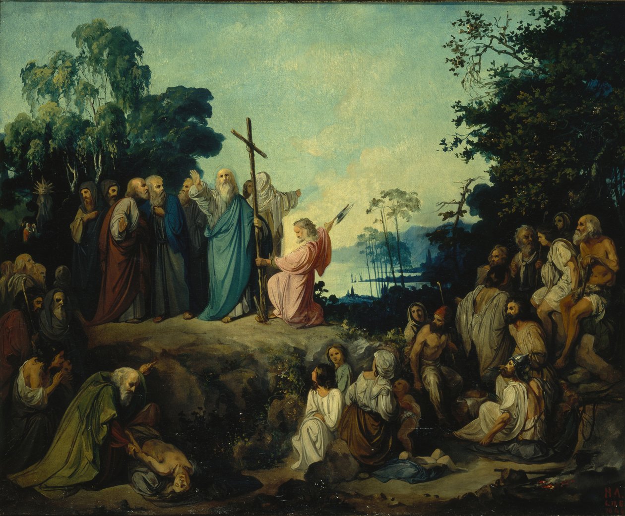 Saint Andrew the Apostle Erects a Cross on Kiev Heights by Nikolai Petrovich Lomtev