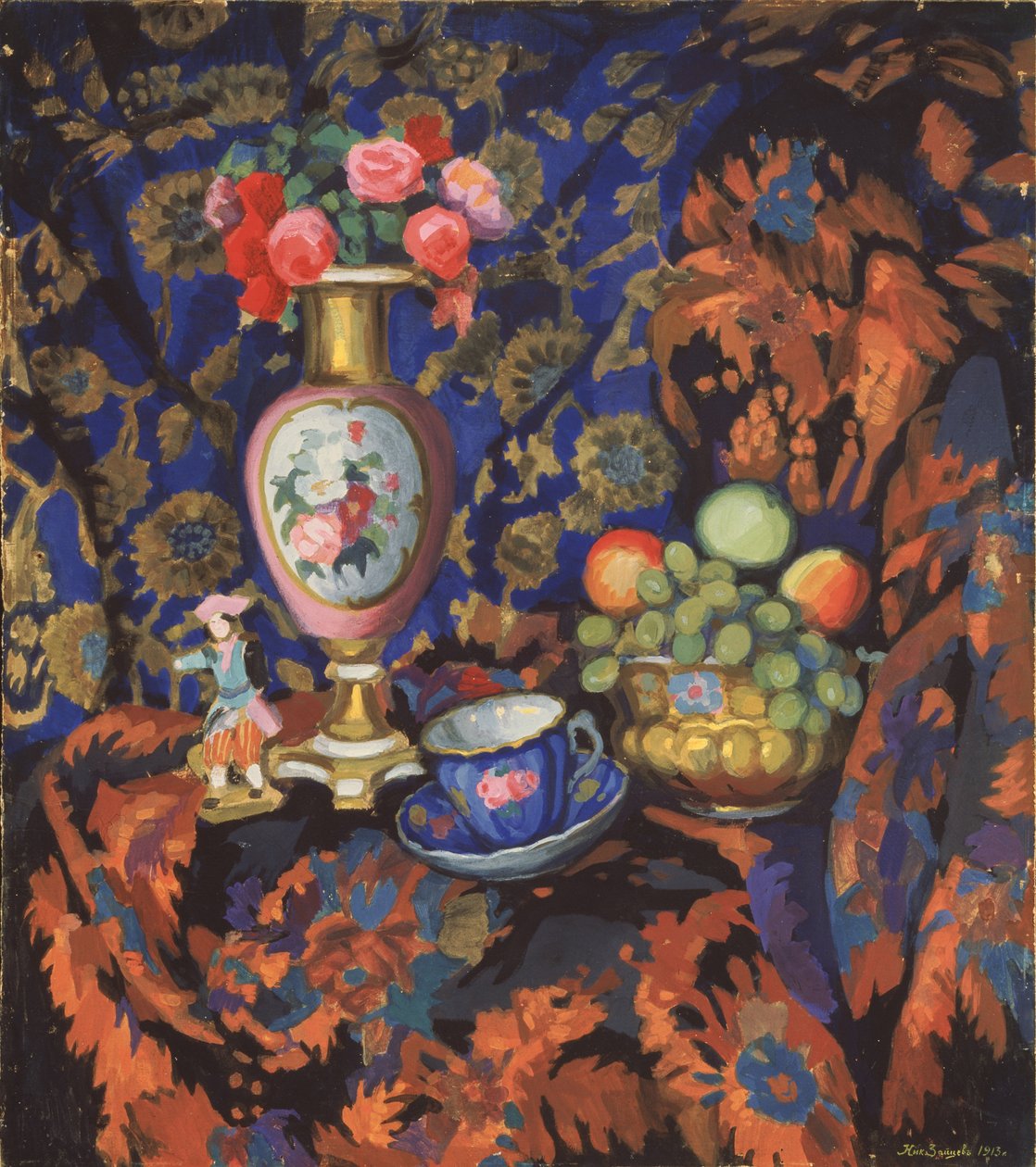 Still life with porcelain and flowers, 1913 by Nikolai Semyonovich Zaytsev