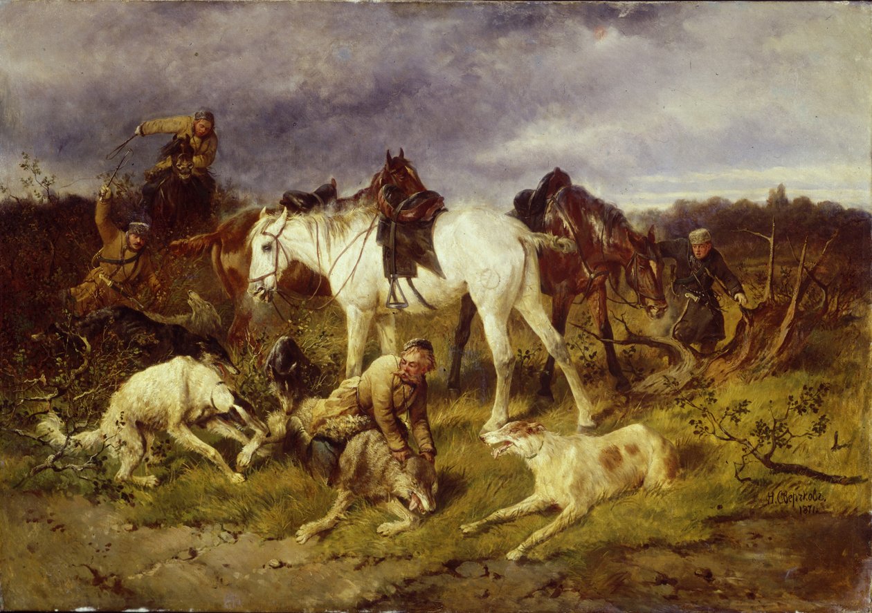 On the Hunt, 1870s by Nikolai Yegorovich Sverchkov