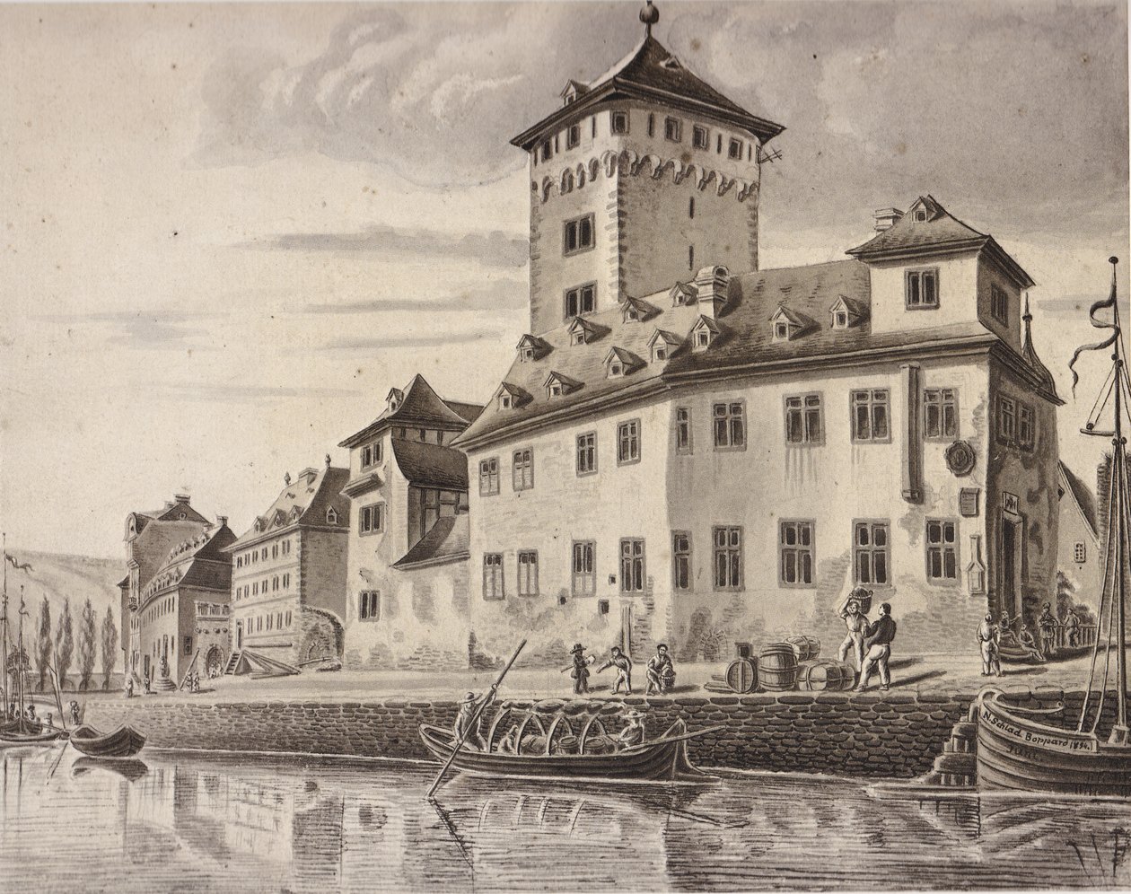 Castle - Rhine Front of the Electoral Castle of Boppard Around 1854 by Nikolaus Schlad
