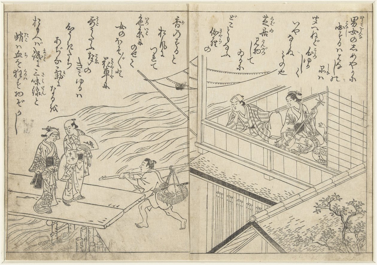 Teahouse by a River by Nishikawa Sukenobu (attributed to)