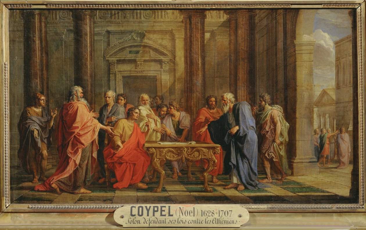 Solon upholds his laws against the objections of the Athenians by Noël Coypel