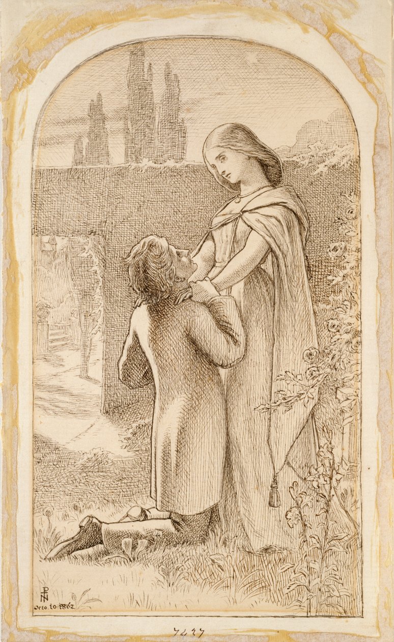 Two Lovers in a Starlit Garden, 1862 by Noel Paton