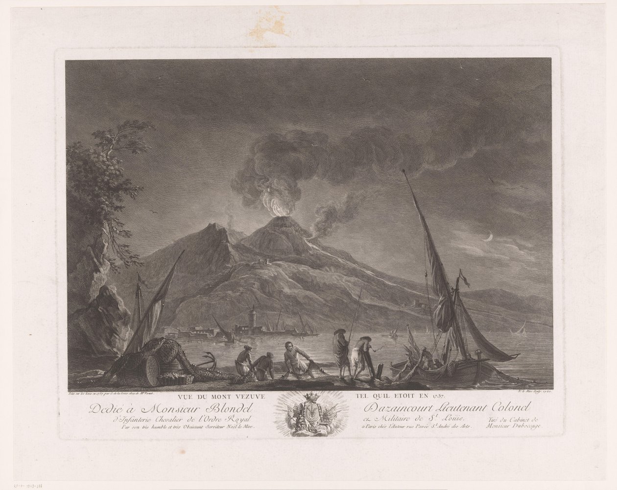 Landscape with Fishermen and Active Vesuvius by Noël Le Mire