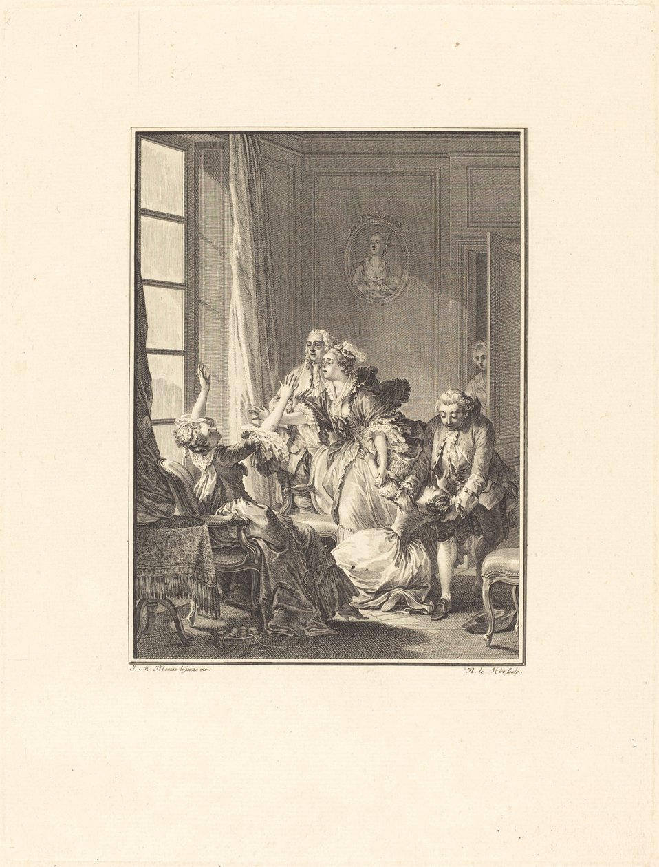 Julie Faints in an Armchair by Noël Le Mire after Jean Michel Moreau